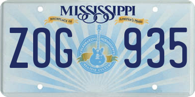 MS license plate ZOG935