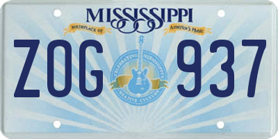 MS license plate ZOG937
