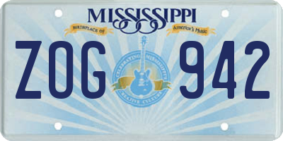 MS license plate ZOG942