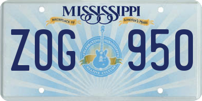 MS license plate ZOG950