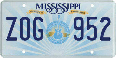 MS license plate ZOG952