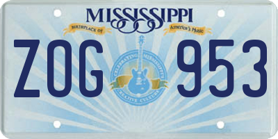 MS license plate ZOG953