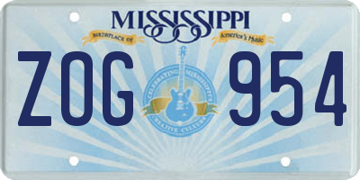 MS license plate ZOG954