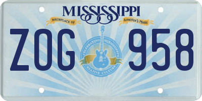 MS license plate ZOG958