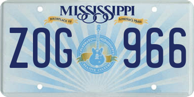 MS license plate ZOG966