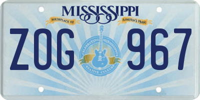 MS license plate ZOG967