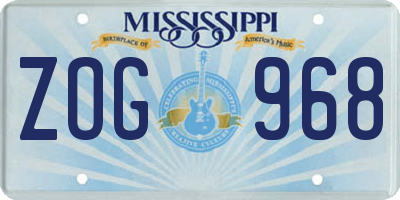 MS license plate ZOG968