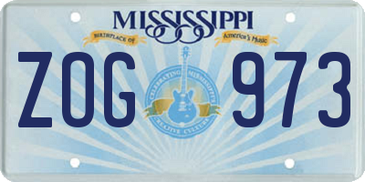 MS license plate ZOG973