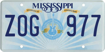 MS license plate ZOG977