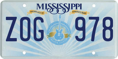 MS license plate ZOG978