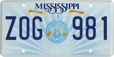 MS license plate ZOG981