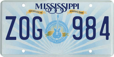 MS license plate ZOG984