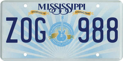 MS license plate ZOG988