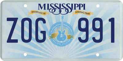MS license plate ZOG991