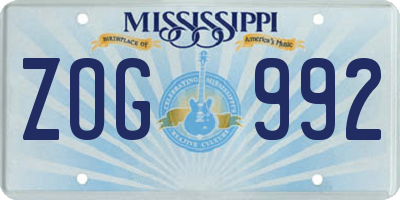MS license plate ZOG992