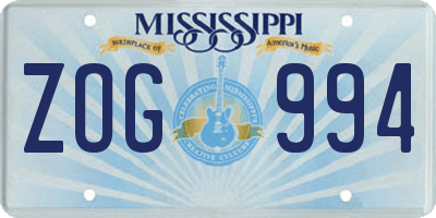 MS license plate ZOG994