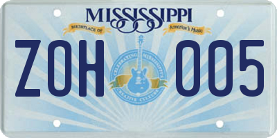 MS license plate ZOH005