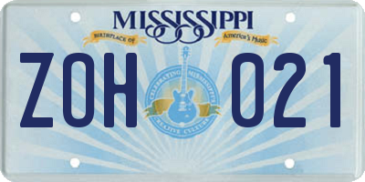 MS license plate ZOH021