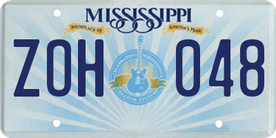 MS license plate ZOH048