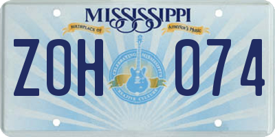 MS license plate ZOH074