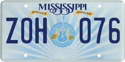 MS license plate ZOH076