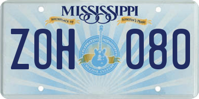 MS license plate ZOH080
