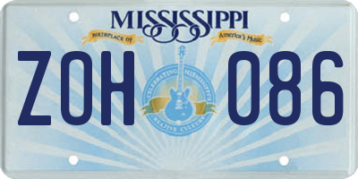 MS license plate ZOH086