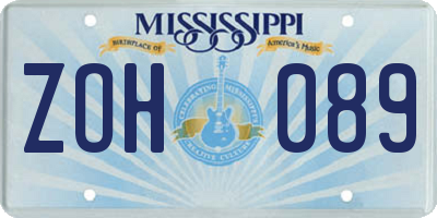 MS license plate ZOH089