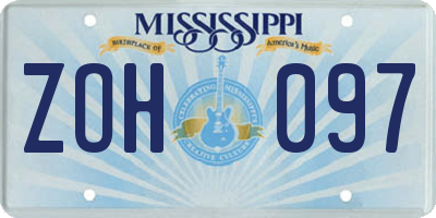 MS license plate ZOH097
