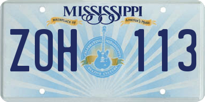 MS license plate ZOH113