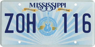 MS license plate ZOH116