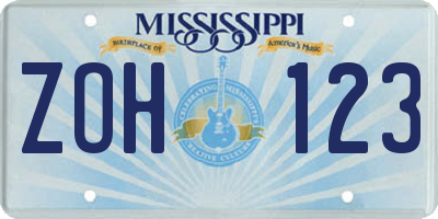 MS license plate ZOH123