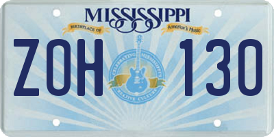 MS license plate ZOH130