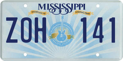 MS license plate ZOH141
