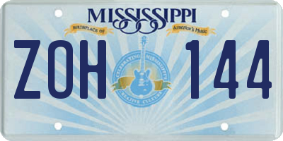 MS license plate ZOH144