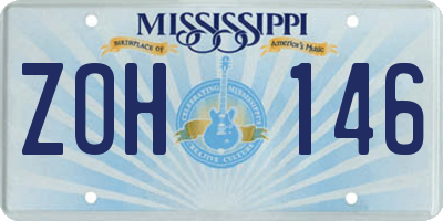 MS license plate ZOH146