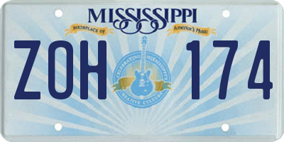 MS license plate ZOH174