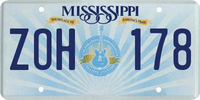 MS license plate ZOH178