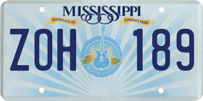 MS license plate ZOH189