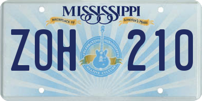 MS license plate ZOH210