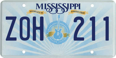 MS license plate ZOH211