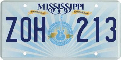 MS license plate ZOH213