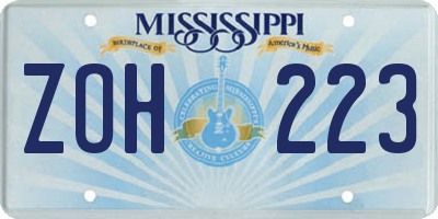 MS license plate ZOH223