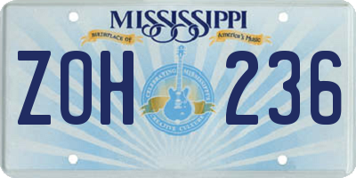 MS license plate ZOH236