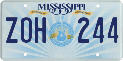 MS license plate ZOH244