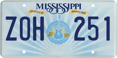 MS license plate ZOH251