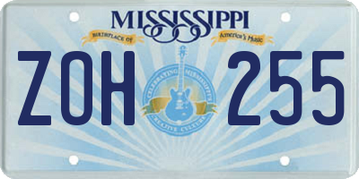 MS license plate ZOH255