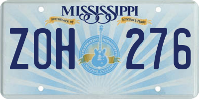 MS license plate ZOH276