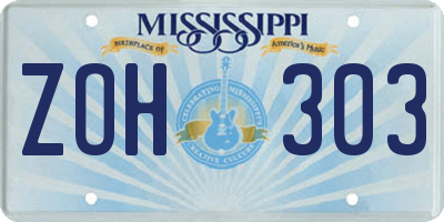 MS license plate ZOH303