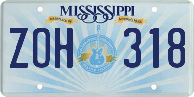 MS license plate ZOH318